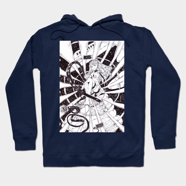 Glide into Space Cool Illustration Hoodie by Dearly Mu